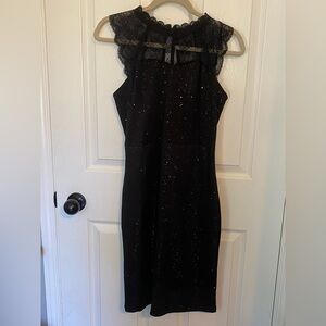 Chicme Women’s Black/Silver Sparkle Lace Bodice Sleeveless  Cocktail Dress SzXL